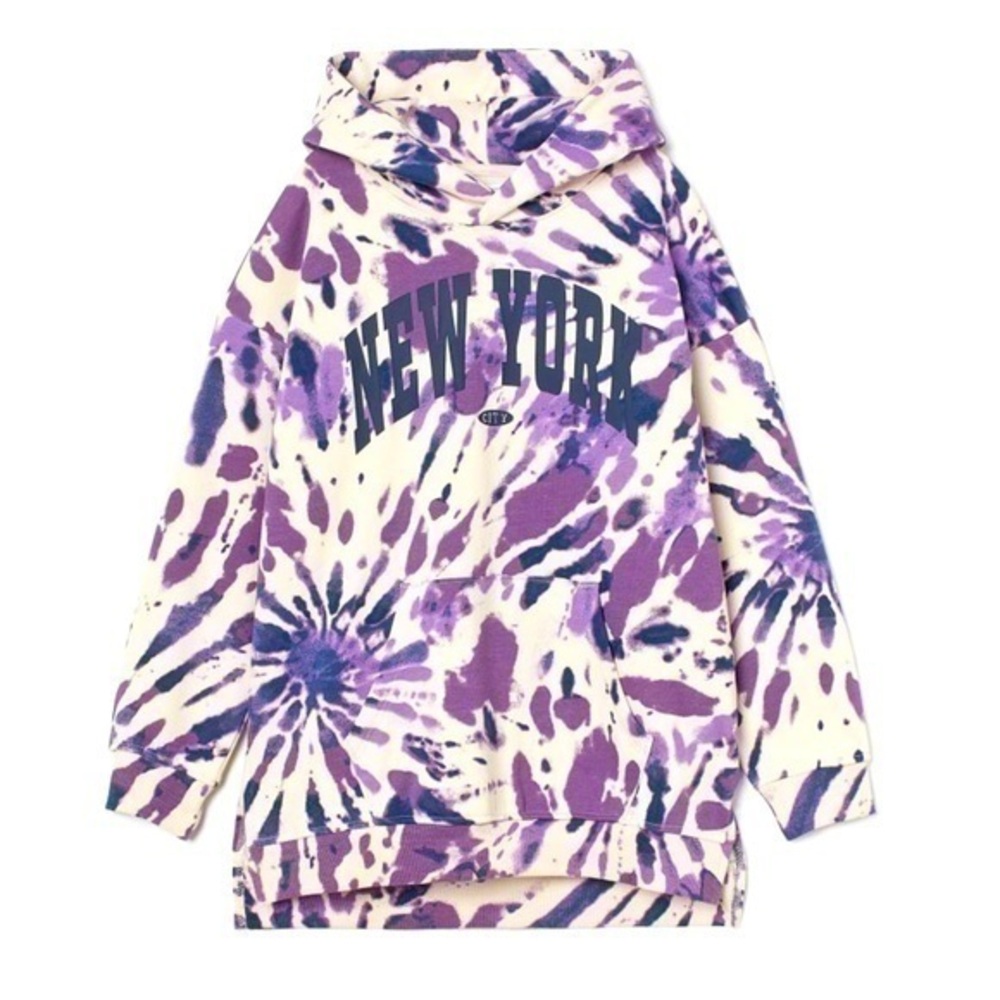 H&M oversized hoodie sweatshirt in purple tie dye with New York logo size 8/10